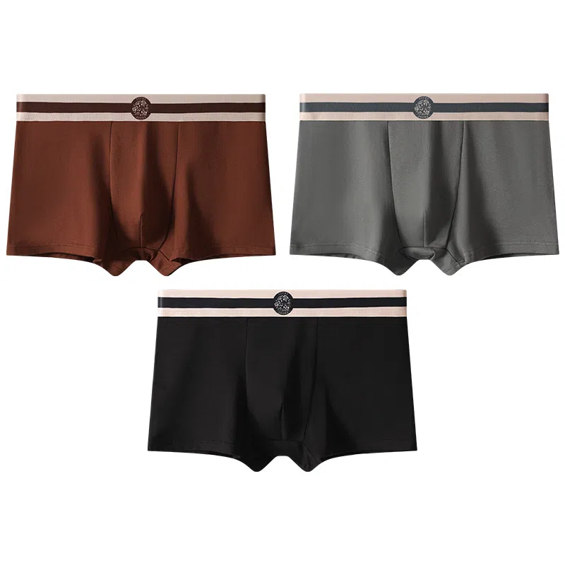 贴身领域 纯棉抗菌透气平角内裤 男款