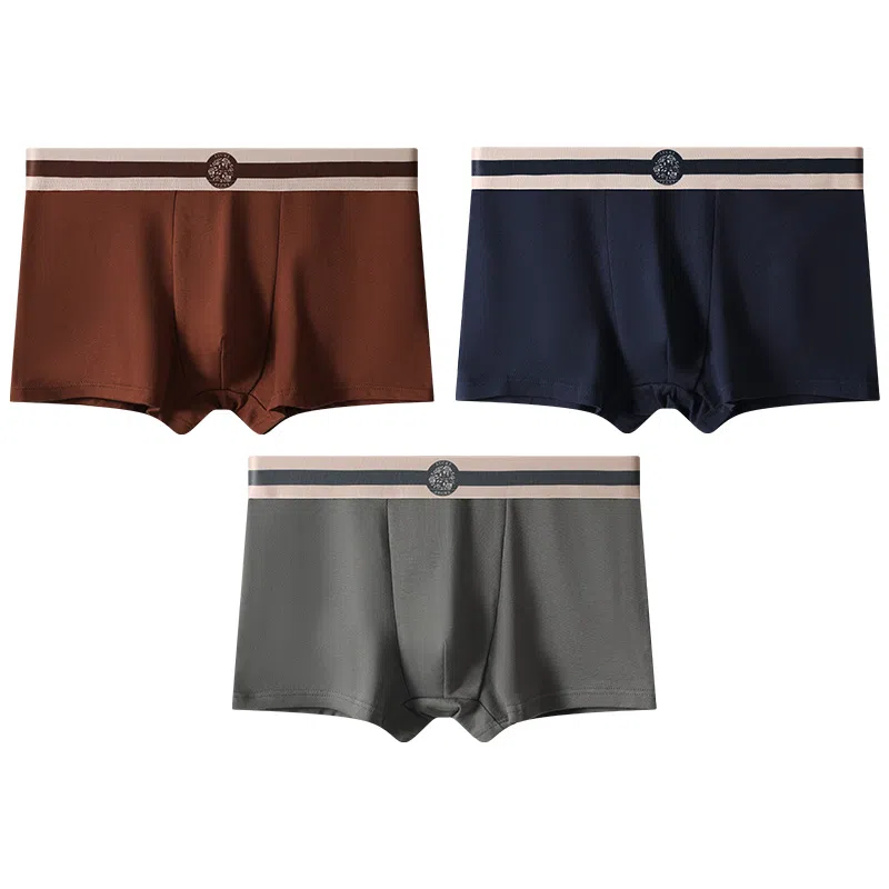 贴身领域 纯棉抗菌透气平角内裤 男款