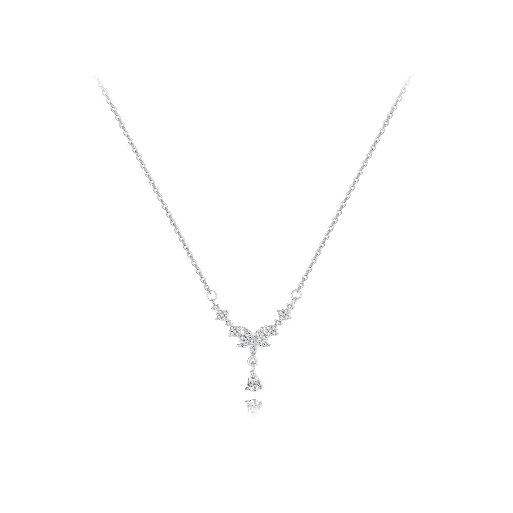 【纯银999 | 紫藤花开】 六桂福珠宝 经典百搭小众设计高级感学生日常简约精致轻奢通勤极简约会温柔气质可调节锁骨链 足银 项链 女款