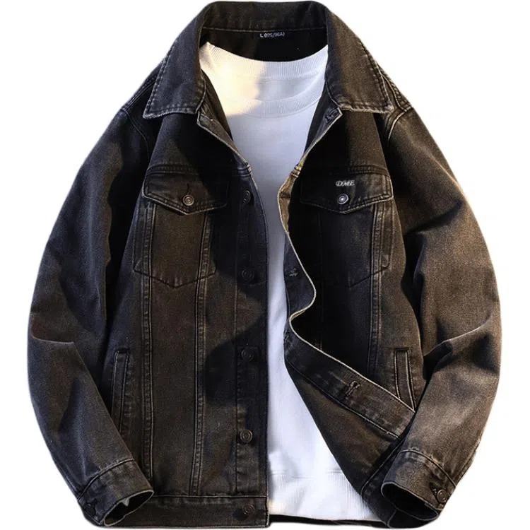 【dme】 春秋美式复古多袋时尚上衣秋季宽松百搭翻领潮牌休闲夹克牛仔外套 男女同款