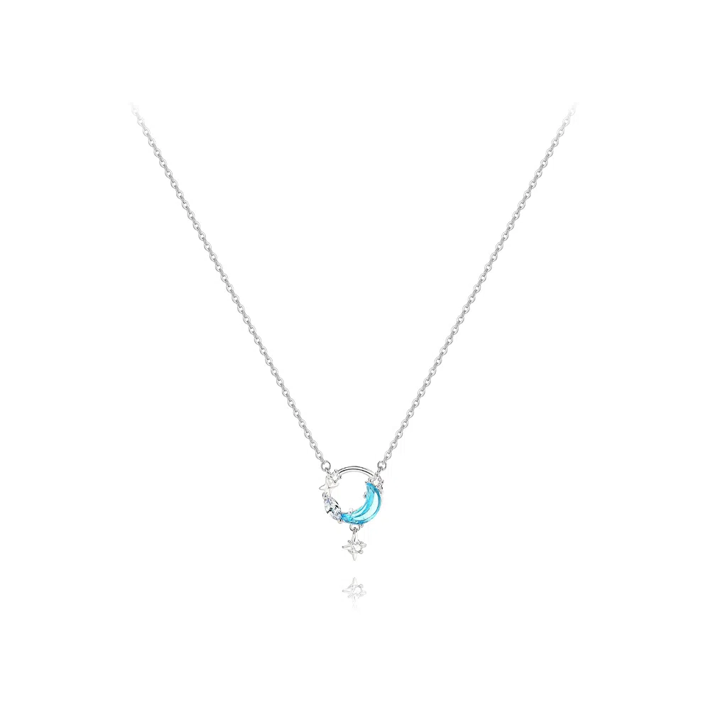 【纯银999 | 星月系列】 六桂福珠宝 经典百搭小众设计高级感学生日常简约轻奢精致通勤极简约会温柔气质可调节锁骨链 足银 项链 女款