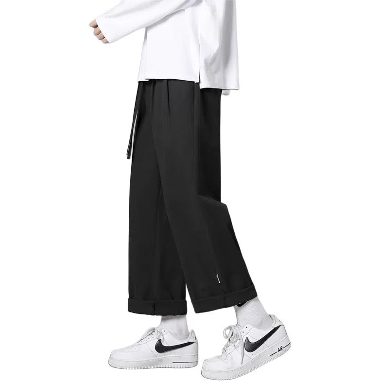 顶峰保罗 两穿直筒美式潮牌宽松运动抽绳长裤无性别主义痞帅时尚百搭简约束脚休闲裤 男女同款