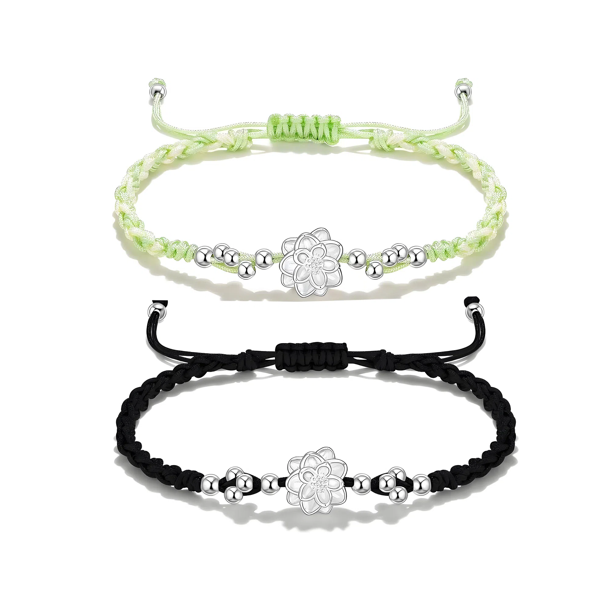 【999银】 絮物 纯手工编织小众简约设计莲花款甜美国潮新中式轻奢百搭新中式高级感出游新宠吸睛神器#好运 织物 手绳 男女同款情侣款