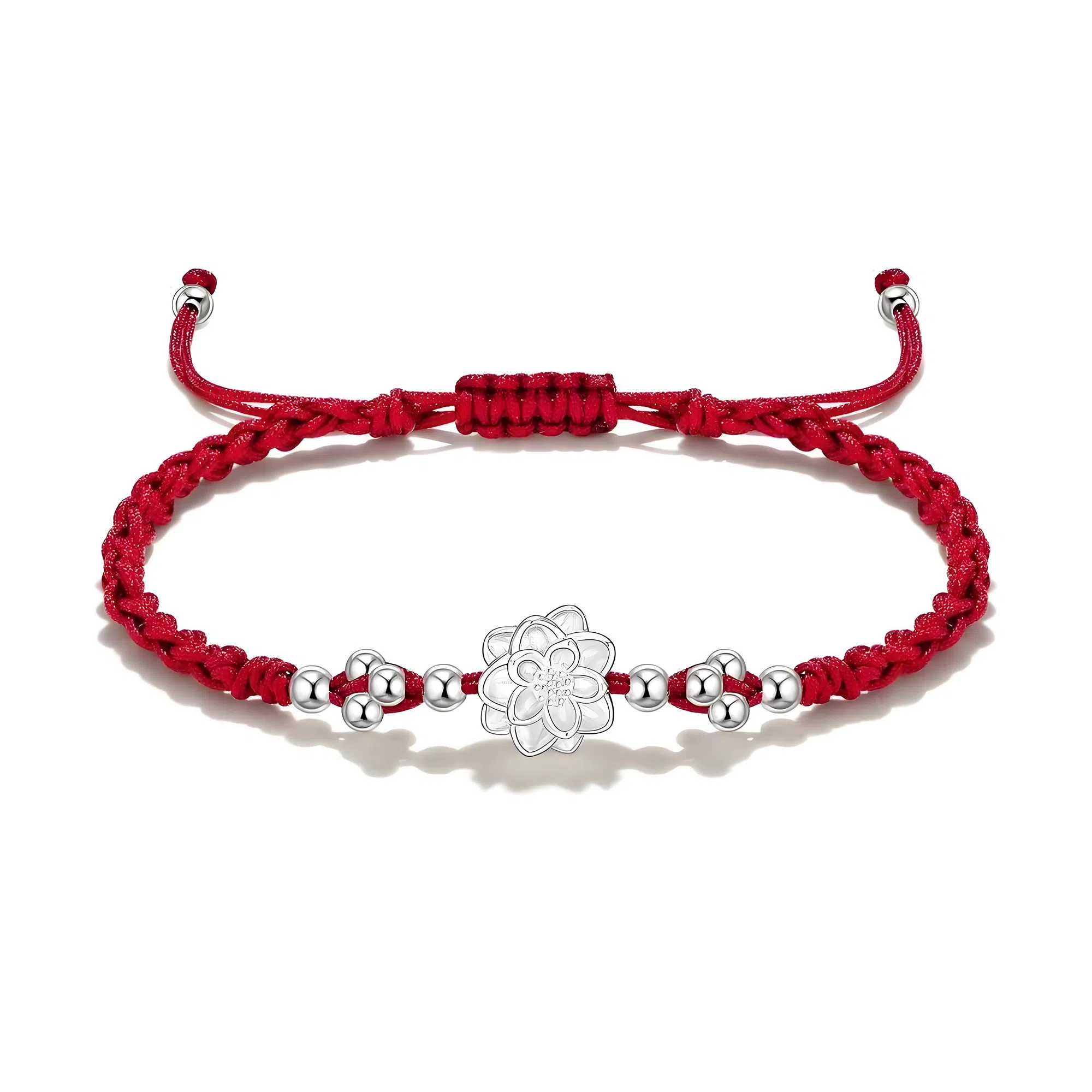 【999银】 絮物 纯手工编织小众简约设计莲花款甜美国潮新中式轻奢百搭新中式高级感出游新宠吸睛神器#好运 织物 手绳 男女同款情侣款