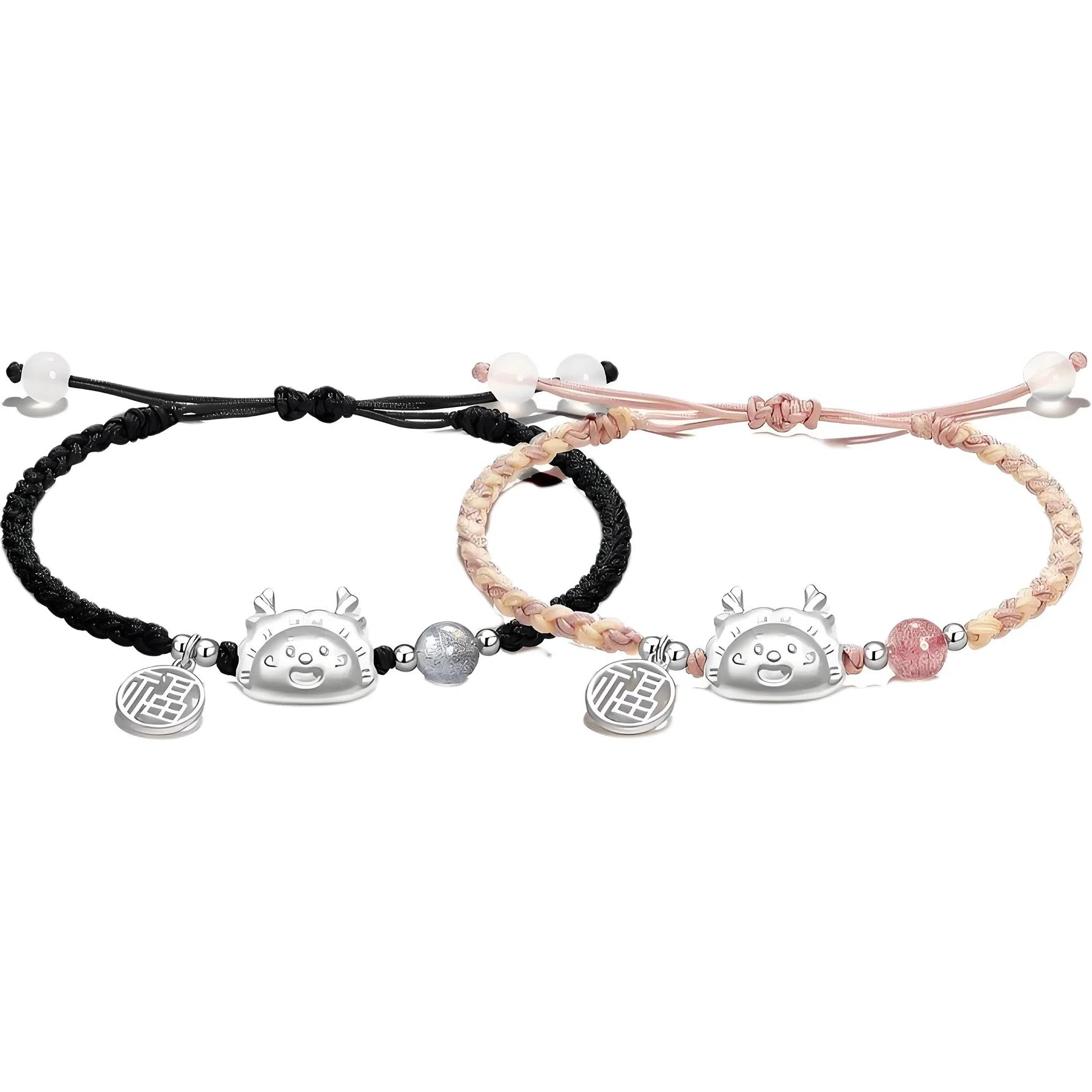 【999银】 絮物 龙饺宝宝简约设计感出游新宠吸睛神器小众甜美国潮新中式轻奢百搭新中式纯手工编织#好运 织物 手绳 男女同款情侣款