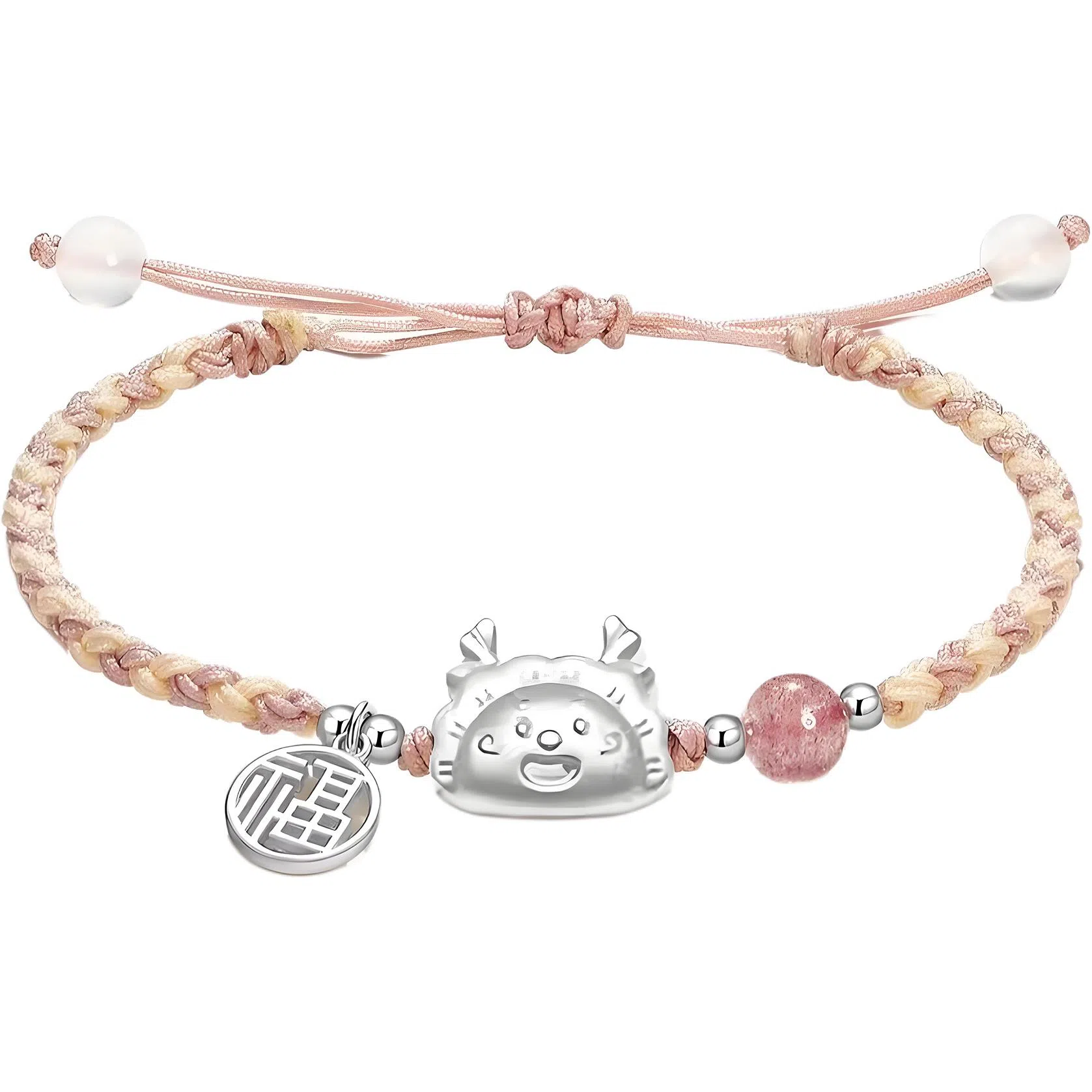 【999银】 絮物 龙饺宝宝简约设计感出游新宠吸睛神器小众甜美国潮新中式轻奢百搭新中式纯手工编织#好运 织物 手绳 男女同款情侣款