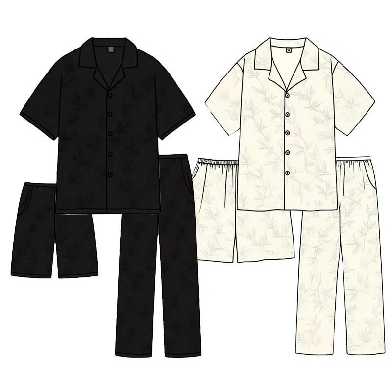 顶瓜瓜 夏季情侣清晰简约叶子印花家居服睡衣套装 男女同款