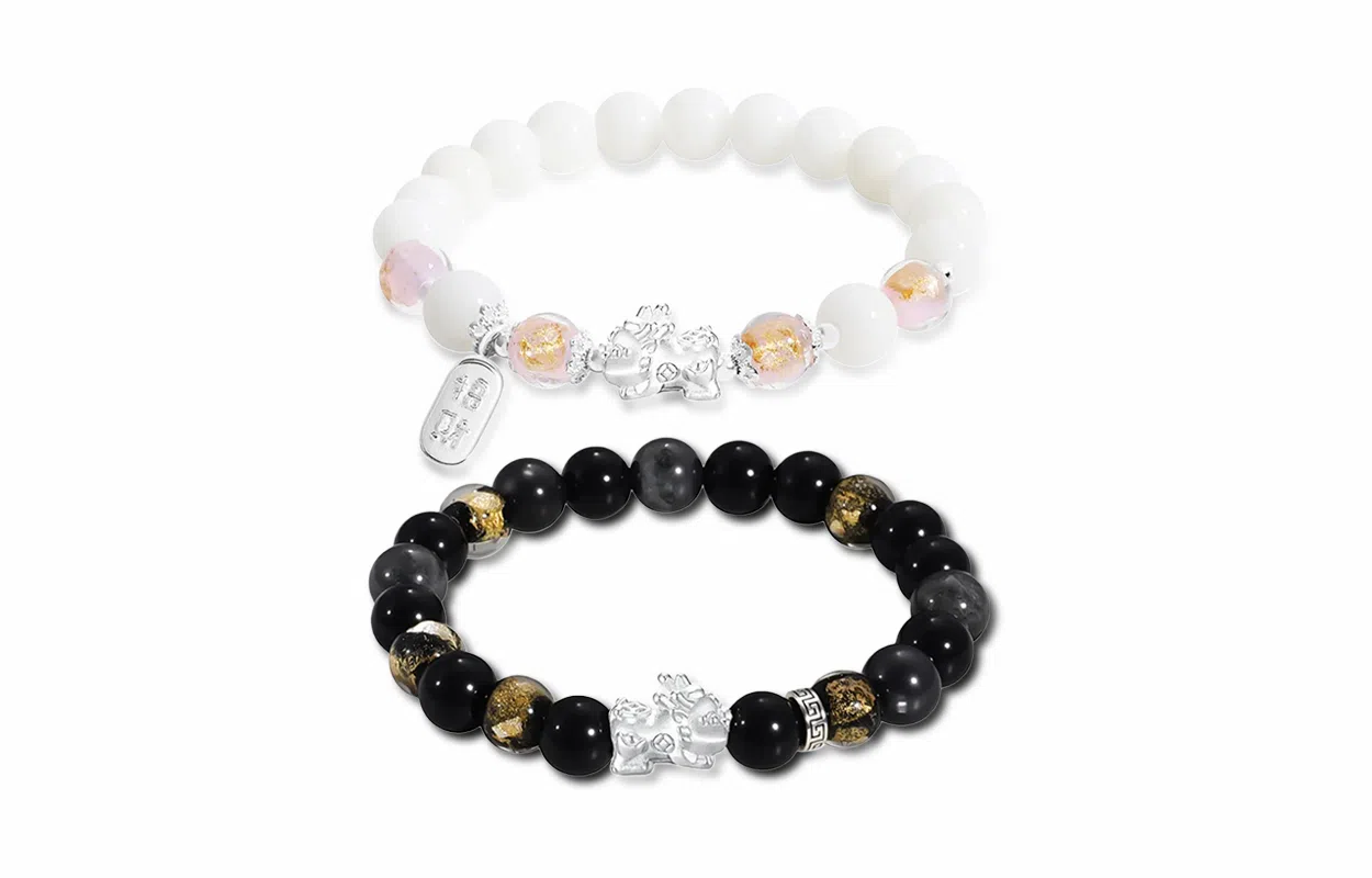 牧言 招财貔貅 复古新中式民族风小众浪漫高级感 纳福铜钱元宝吞金兽宝宝诸事顺利转运珠手饰 好运 白玉菩提 手串 男女同款情侣款