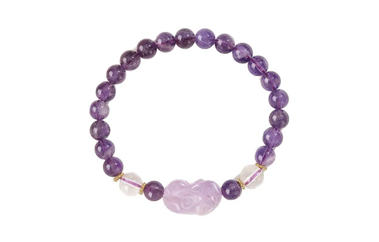 百利金 招财貔貅 精致轻奢时尚气质经典百搭高级感国潮新中式平安纳福吞金兽小众设计转运珠手饰#好运 紫水晶 手串 男女同款情侣款