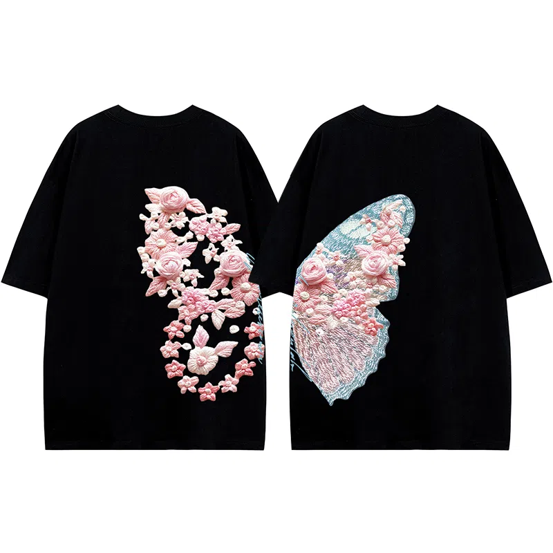 K411 Vintage Embroidered Butterfly Tee