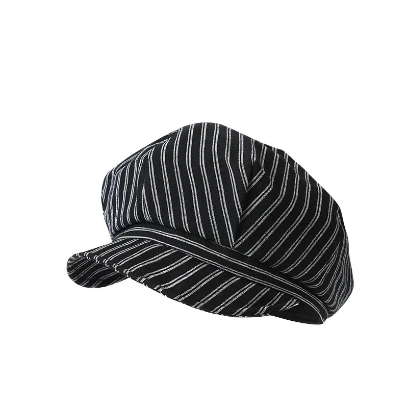 氧气樱桃 日韩系文艺条纹春秋显脸小报童复古画家帽 棉 贝雷帽 男女同款情侣款