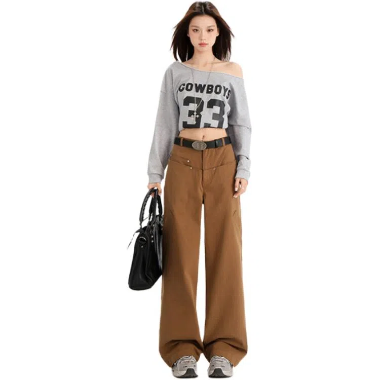 淑好百 宽松工装长裤高腰休闲裤 女款