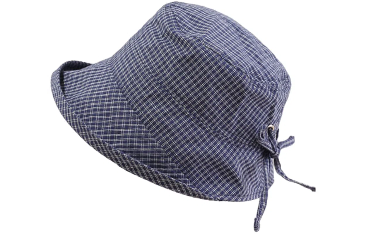 优幽兰 韩版森系格纹渔夫夏季时尚复古卷边小众遮阳帽户外出游度假百搭显脸小可折叠盆帽潮 聚酯纤维 防晒帽 女款