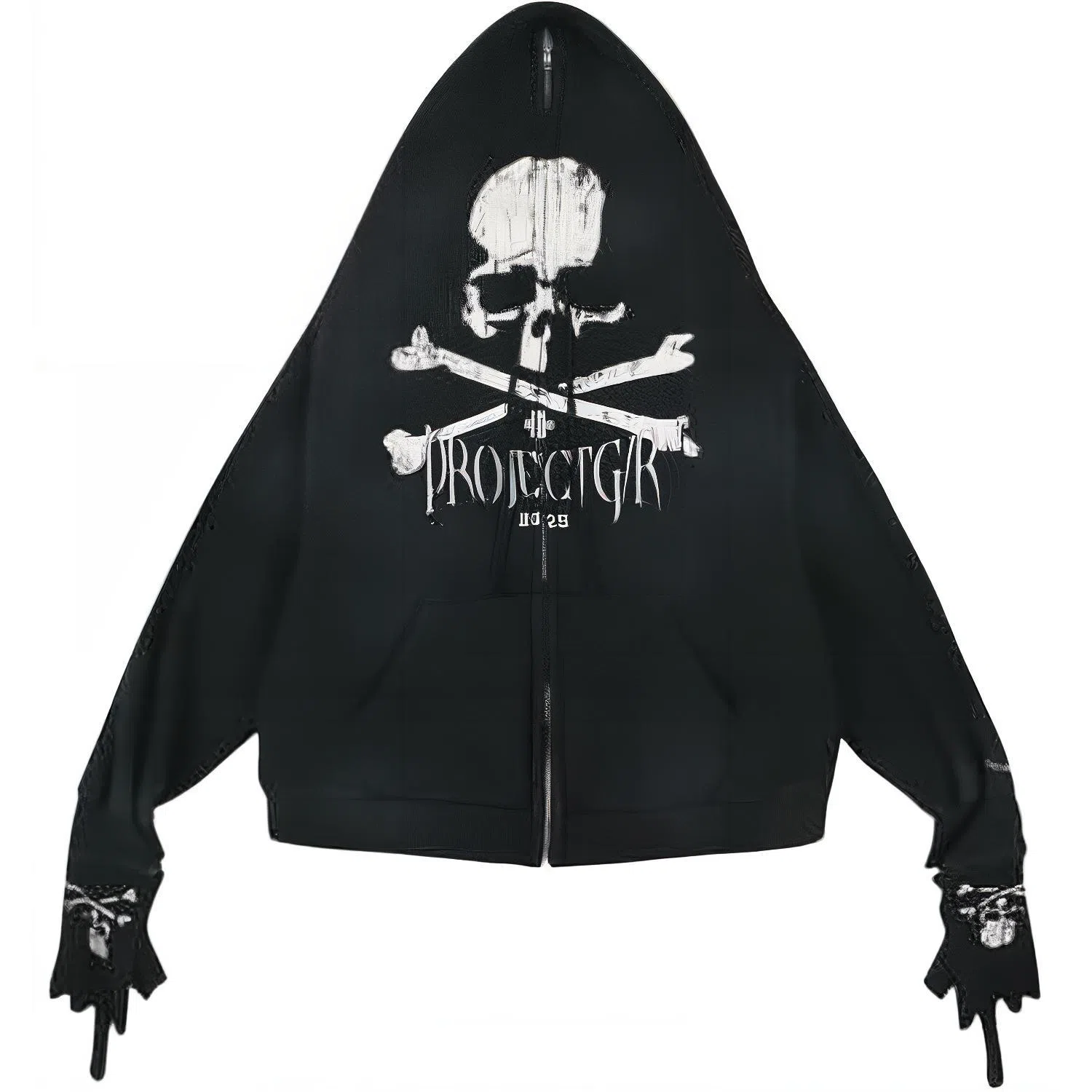 GRAILZ PROJECT G/R x mastermind JAPAN SS25 Skull Zip Hoodie Black
