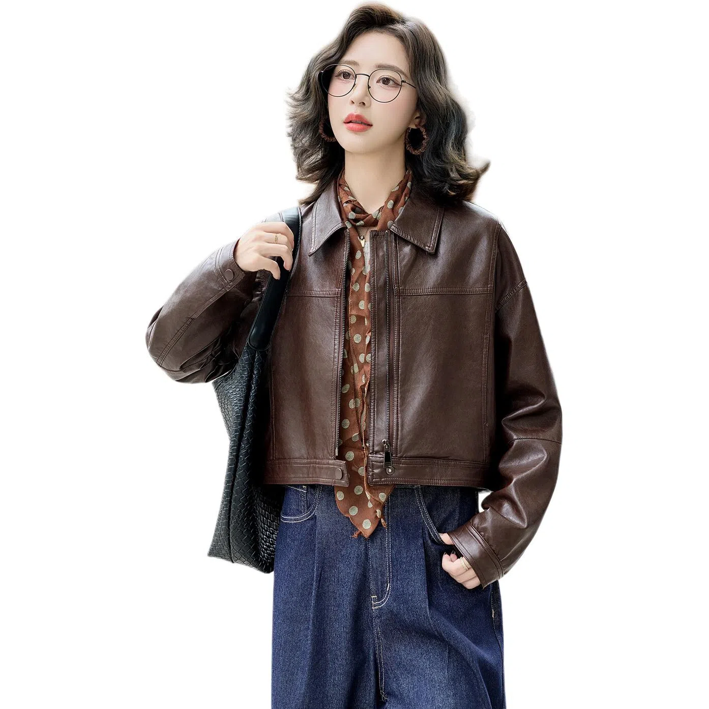 袋鼠 时尚舒适百搭长袖皮衣 女款