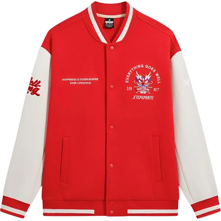 特步  生活系列 印花字母舒适百搭条纹棒球服 男款