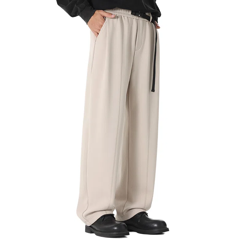 红豆 简约高级感宽松直筒纯色基础款轻柔舒适挺阔有型长裤日常通勤户外出行运动百搭松紧腰系带垂感休闲裤 男女同款