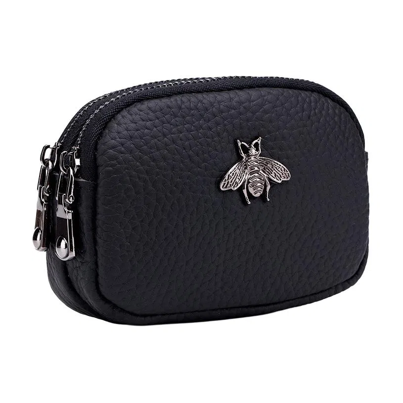 掐尖 纯色简约可爱硬币包双层拉链收纳包手拿钱袋 头层牛皮 零钱包 常规 女款 多色