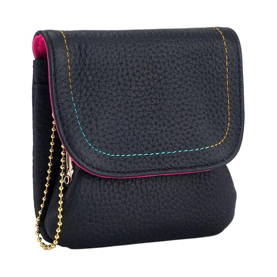 掐尖 真皮时尚简约小钱袋大容量创意硬币卡包夹子收纳包 头层牛皮 零钱包 常规 男女同款情侣款 多色