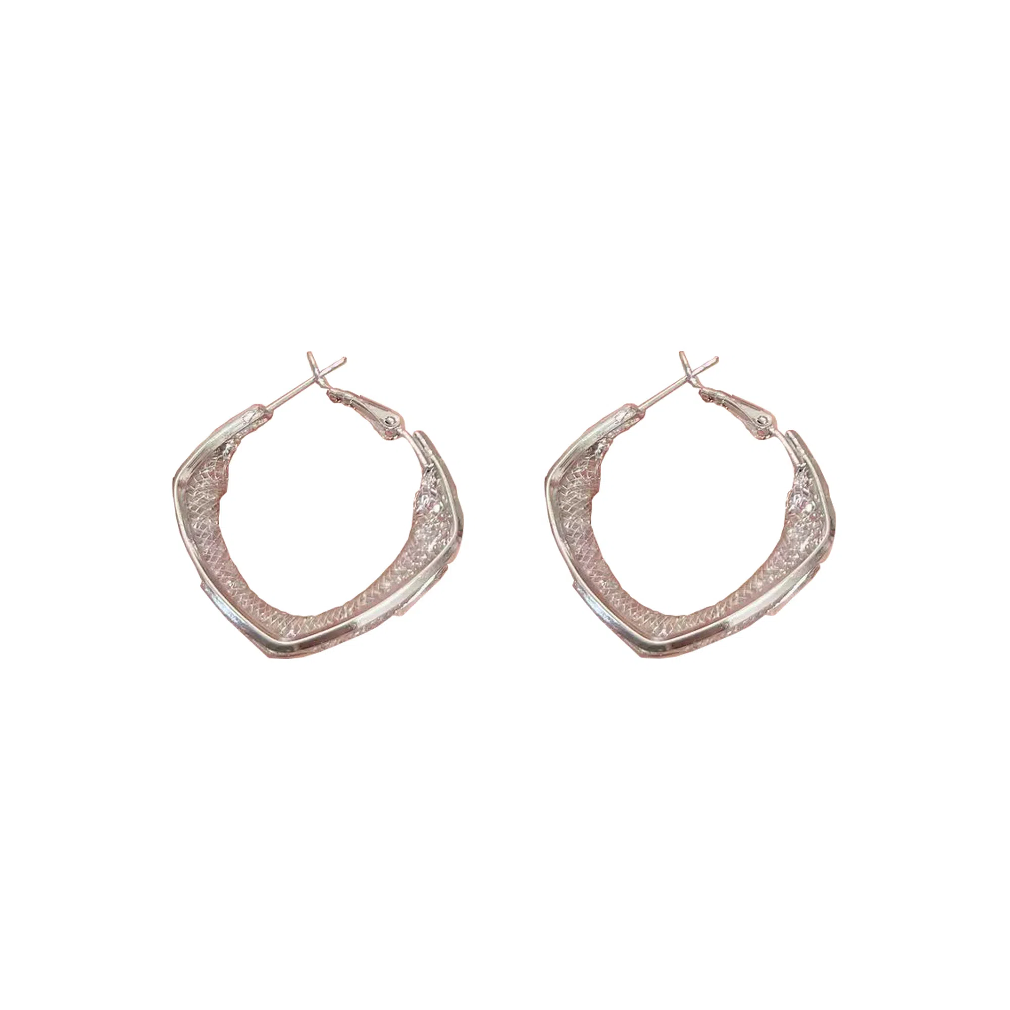 澜耀 银棱钻影 个性满钻耳圈  设计感气质 铜合金 耳环 女款