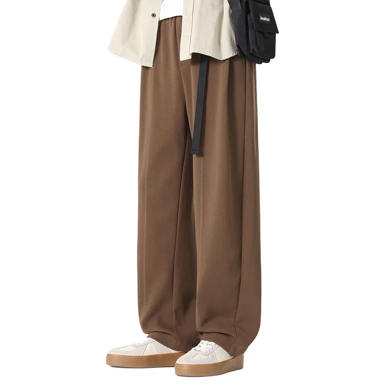 红豆 简约高级感宽松直筒纯色基础款轻柔舒适挺阔有型长裤日常通勤户外出行运动百搭松紧腰系带垂感休闲裤 男女同款