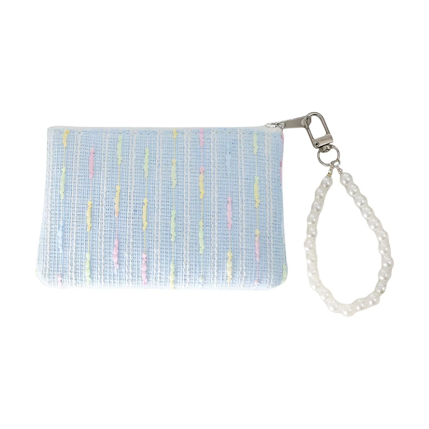 掐尖 碎花绗缝口红收纳包女士硬币包耳机数据线小钱袋 帆布 零钱包 女款 蓝色 黄色 粉色