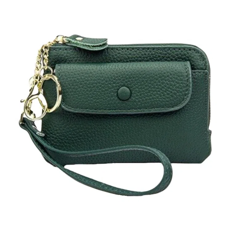 掐尖 纯色简约短款手拎小钱袋真皮收纳钥匙圈硬币包 头层牛皮 零钱包 男女同款情侣款 多色