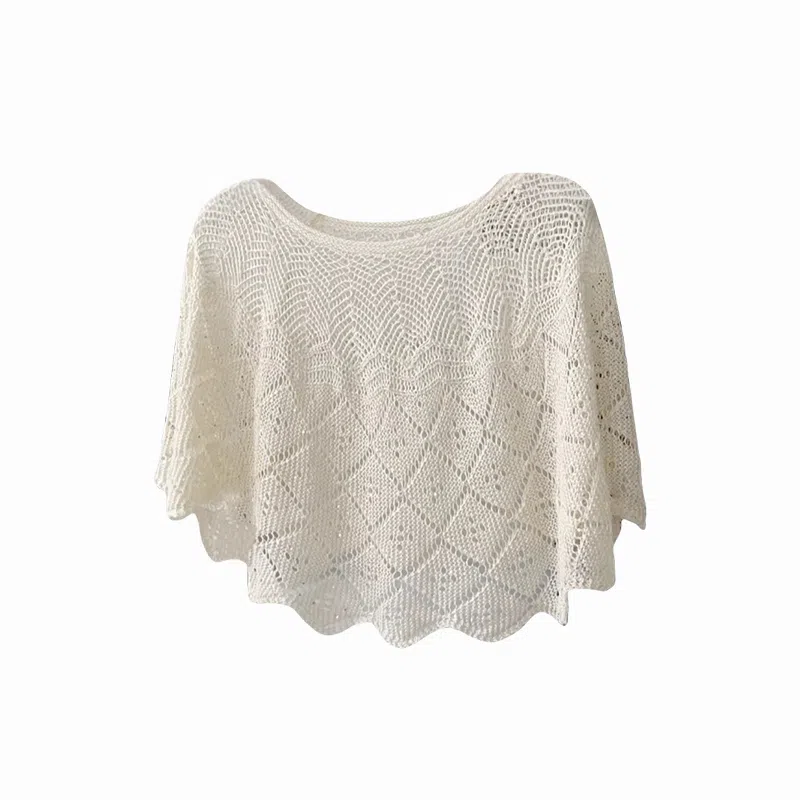 北极绒 夏秋薄款亮片套头衫外搭镂空潮流百搭空调房【赠胸针】 聚酯纤维 披肩 女款