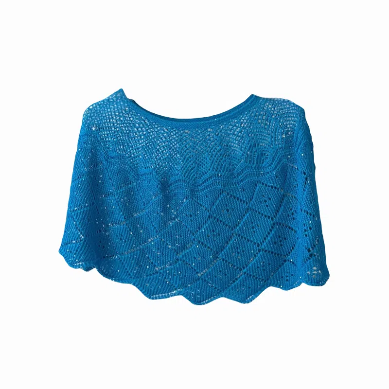 北极绒 夏秋薄款亮片套头衫外搭镂空潮流百搭空调房【赠胸针】 聚酯纤维 披肩 女款