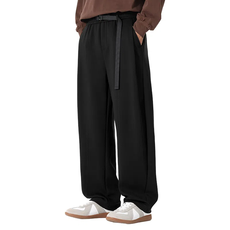 红豆 简约高级感宽松直筒纯色基础款轻柔舒适挺阔有型长裤日常通勤户外出行运动百搭松紧腰系带垂感休闲裤 男女同款