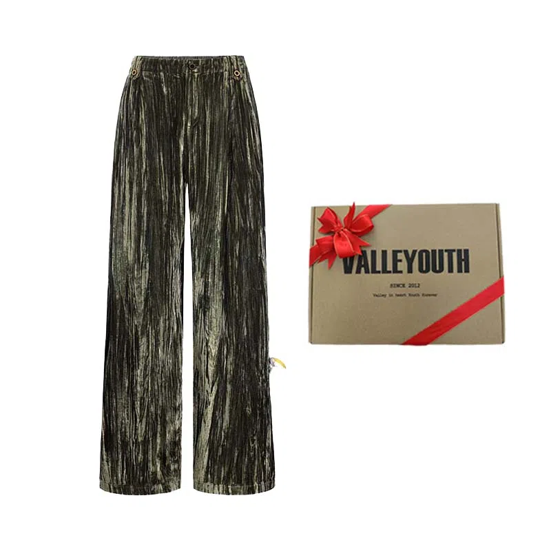 VALLEYOUTH Vintage Pleated Mid-Rise Casual Pants