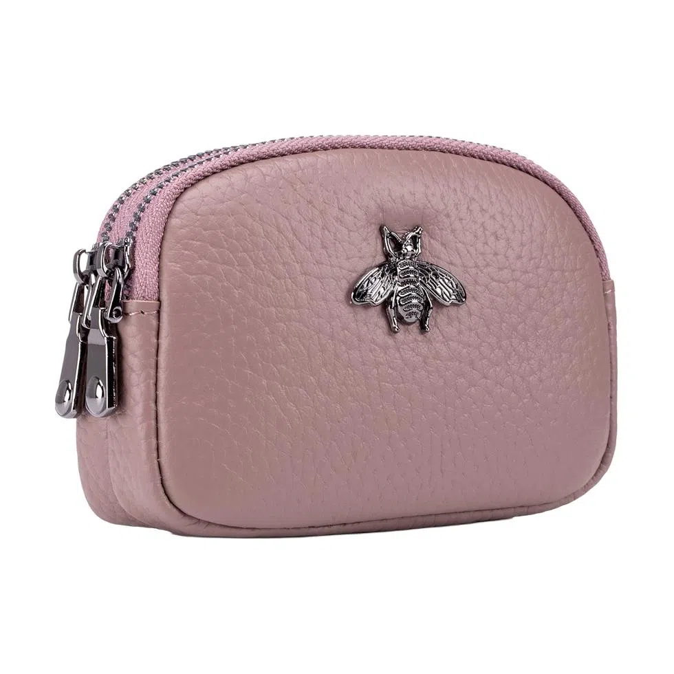 掐尖 纯色简约可爱硬币包双层拉链收纳包手拿钱袋 头层牛皮 零钱包 常规 女款 多色