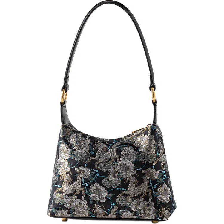 上海故事 新中式国风桑蚕丝妈妈长辈轻奢高级 牛皮 单肩包 常规 女款 多色