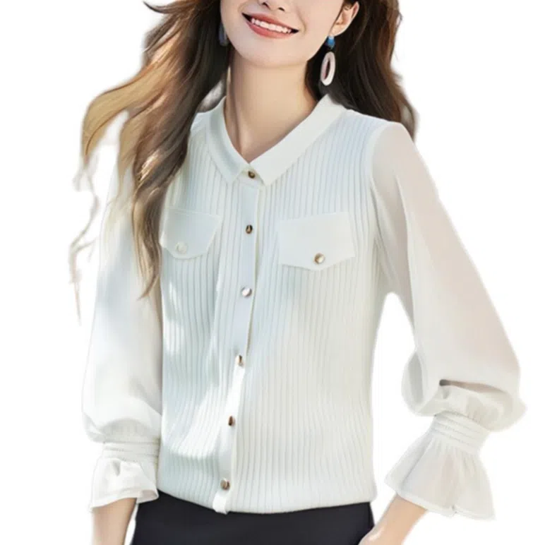 沐晓欣 合身适中翻领长袖针织衫 女款