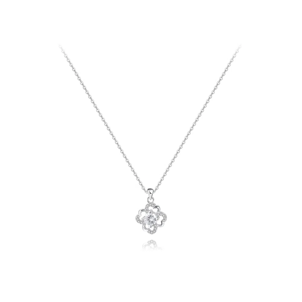 【纯银999 | 四叶草】 六桂福珠宝 经典百搭小众设计高级感学生日常简约精致通勤轻奢极简约会温柔气质可调节锁骨链 足银 项链 女款