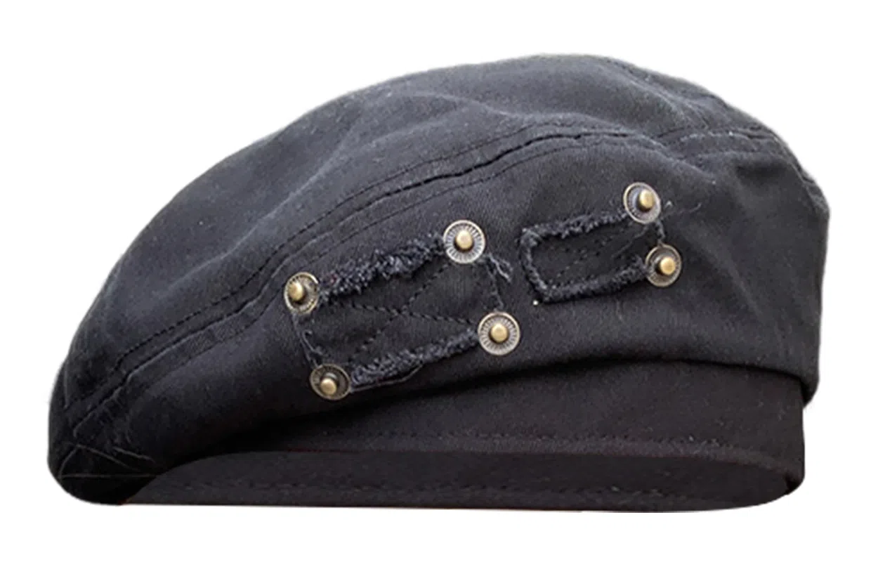 优幽兰 复古做旧水洗牛仔百搭大头围显脸小画家帽时尚潮流文艺风个性设计感帽子四季通用 棉 贝雷帽 女款