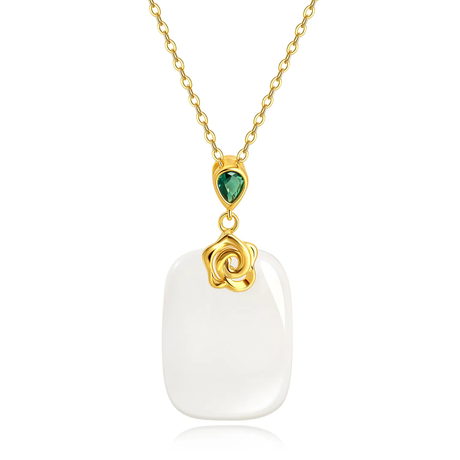 老凤祥 玫瑰无事牌 新中式大气中式旗袍古典设计 无事烦忧浪漫甜蜜 小众试试高级感锁骨链好运 玉髓 项链 女款