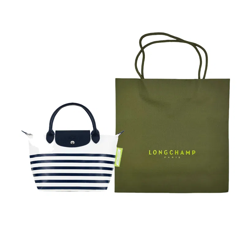 Longchamp Le Pliage 23 Navy White
