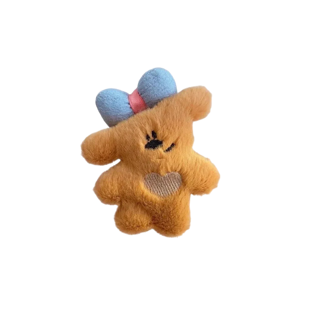 希铃 可爱毛绒蝴蝶结鸭嘴夹发饰小熊#好运 聚酯纤维 发夹 女款