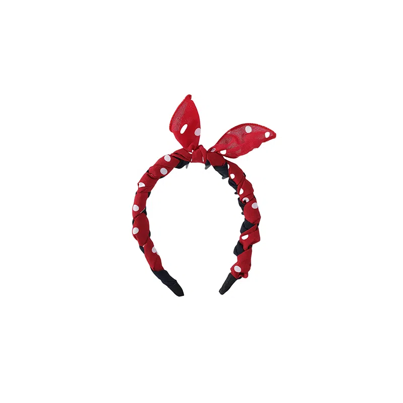 水中玉 可爱兔耳朵蝴蝶结波点带齿防滑头箍高颅顶头饰外出百搭发卡#好运 布艺 发箍 女款