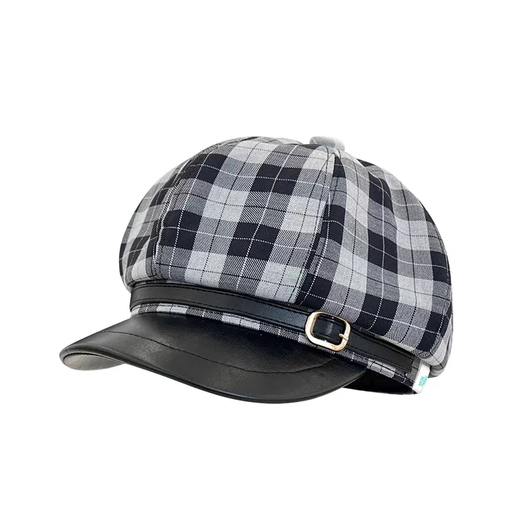 心水好物 学院文艺风 复古格子八角帽 小清新百搭 棉 贝雷帽 女款