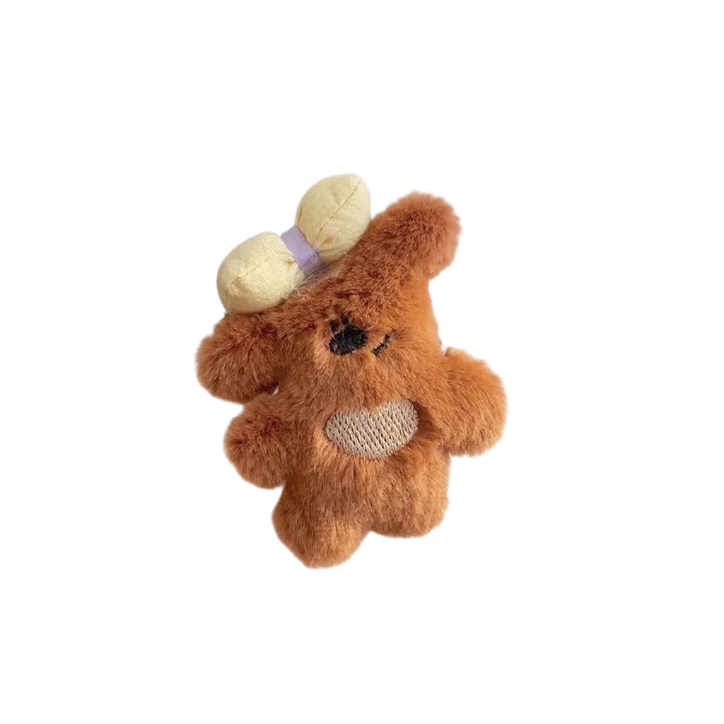 希铃 可爱毛绒蝴蝶结鸭嘴夹发饰小熊#好运 聚酯纤维 发夹 女款