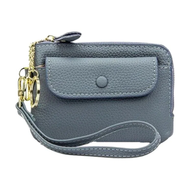 掐尖 纯色简约短款手拎小钱袋真皮收纳钥匙圈硬币包 头层牛皮 零钱包 男女同款情侣款 多色