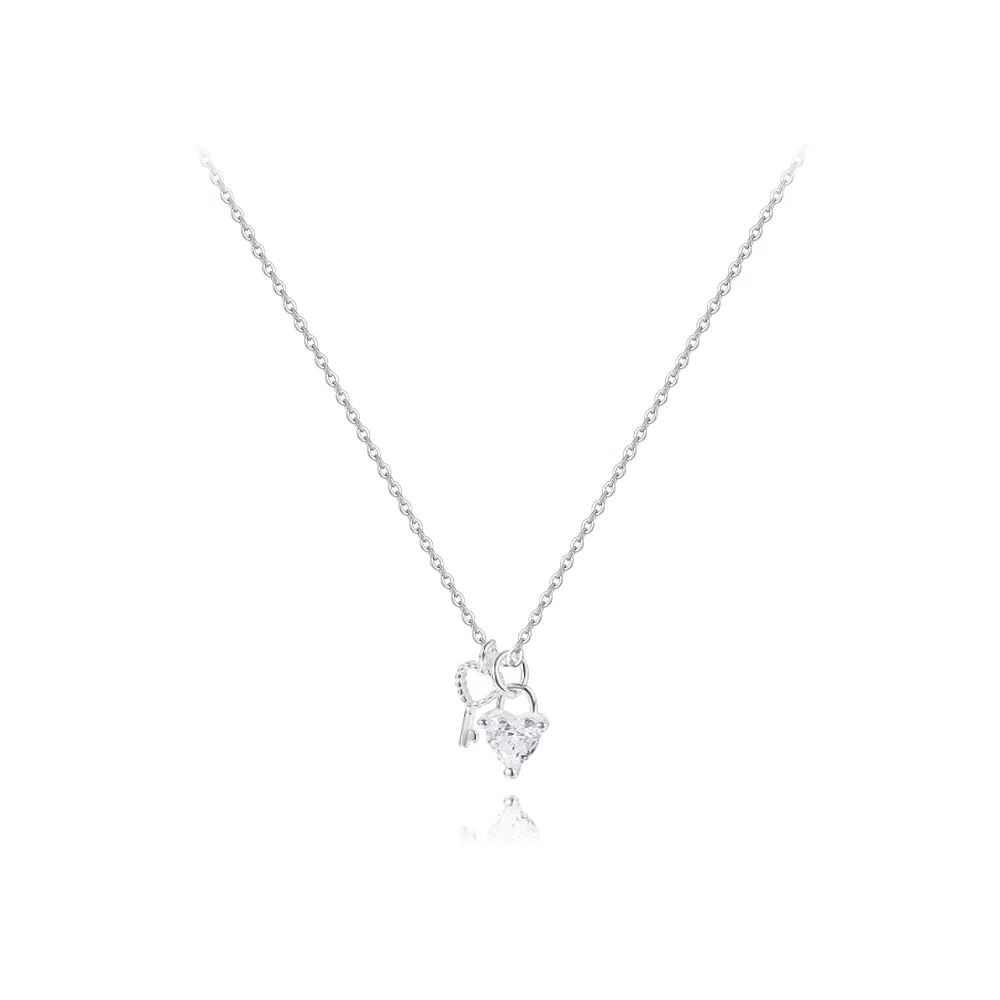 【纯银999 | 爱心】 六桂福珠宝 经典百搭小众设计高级感学生日常简约精致通勤轻奢极简约会温柔气质可调节 足银 项链 女款