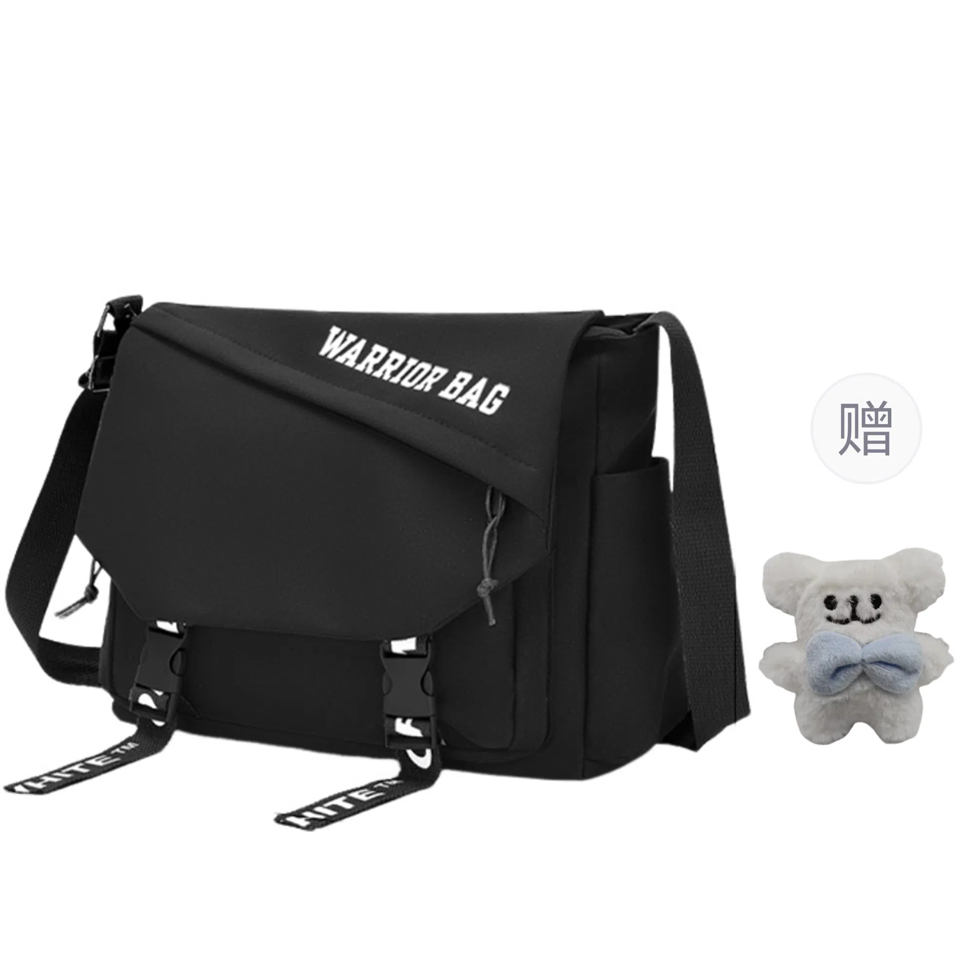 Warrior Nylon Messenger Bag White/Black