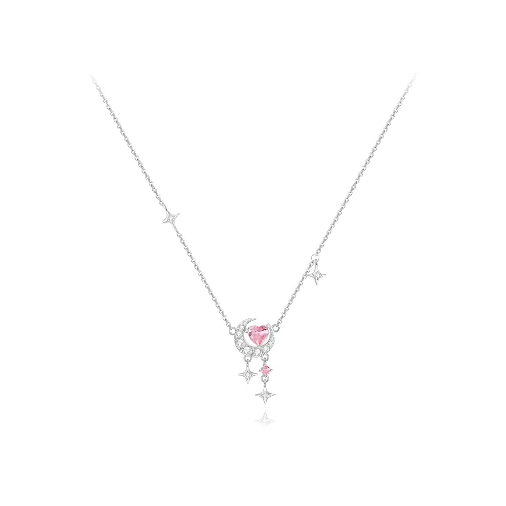 【纯银999 | 星月系列】 六桂福珠宝 经典百搭小众设计轻奢高级感学生日常精致简约通勤极简约会温柔气质可调节锁骨链 足银 项链 女款