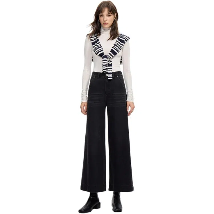 淑好百 复古宽松大阔腿高腰牛仔裤 女款