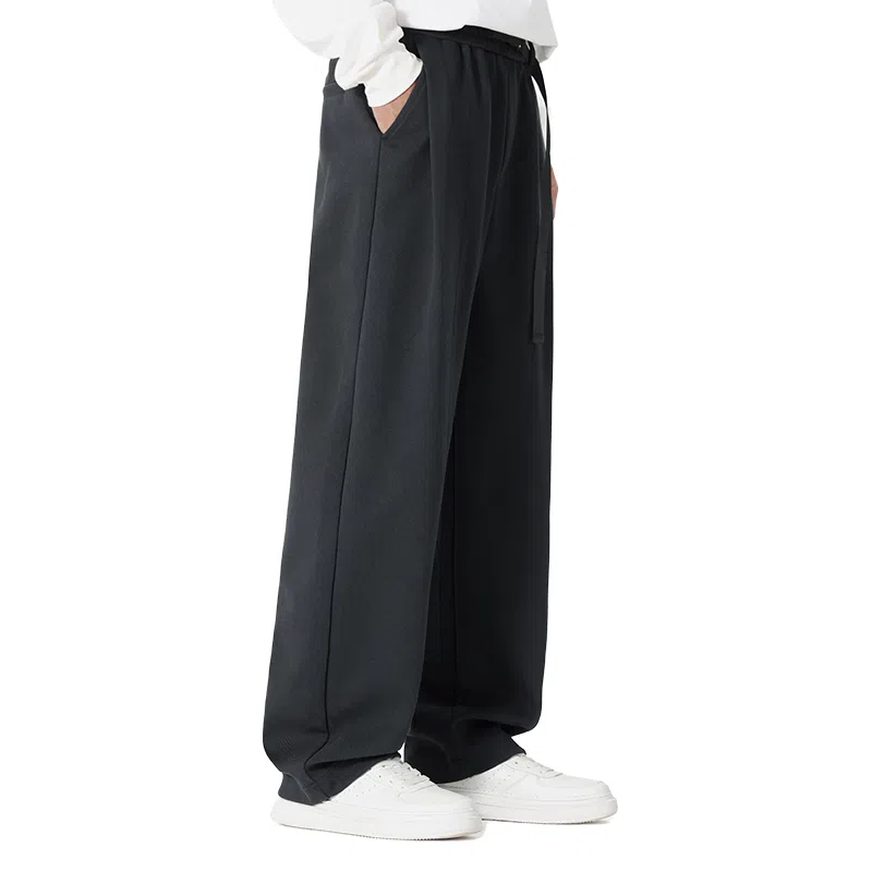 红豆 简约高级感宽松直筒纯色基础款轻柔舒适挺阔有型长裤日常通勤户外出行运动百搭松紧腰系带垂感休闲裤 男女同款