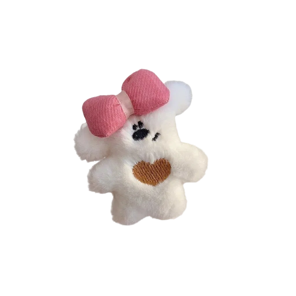 希铃 可爱毛绒蝴蝶结鸭嘴夹发饰小熊#好运 聚酯纤维 发夹 女款