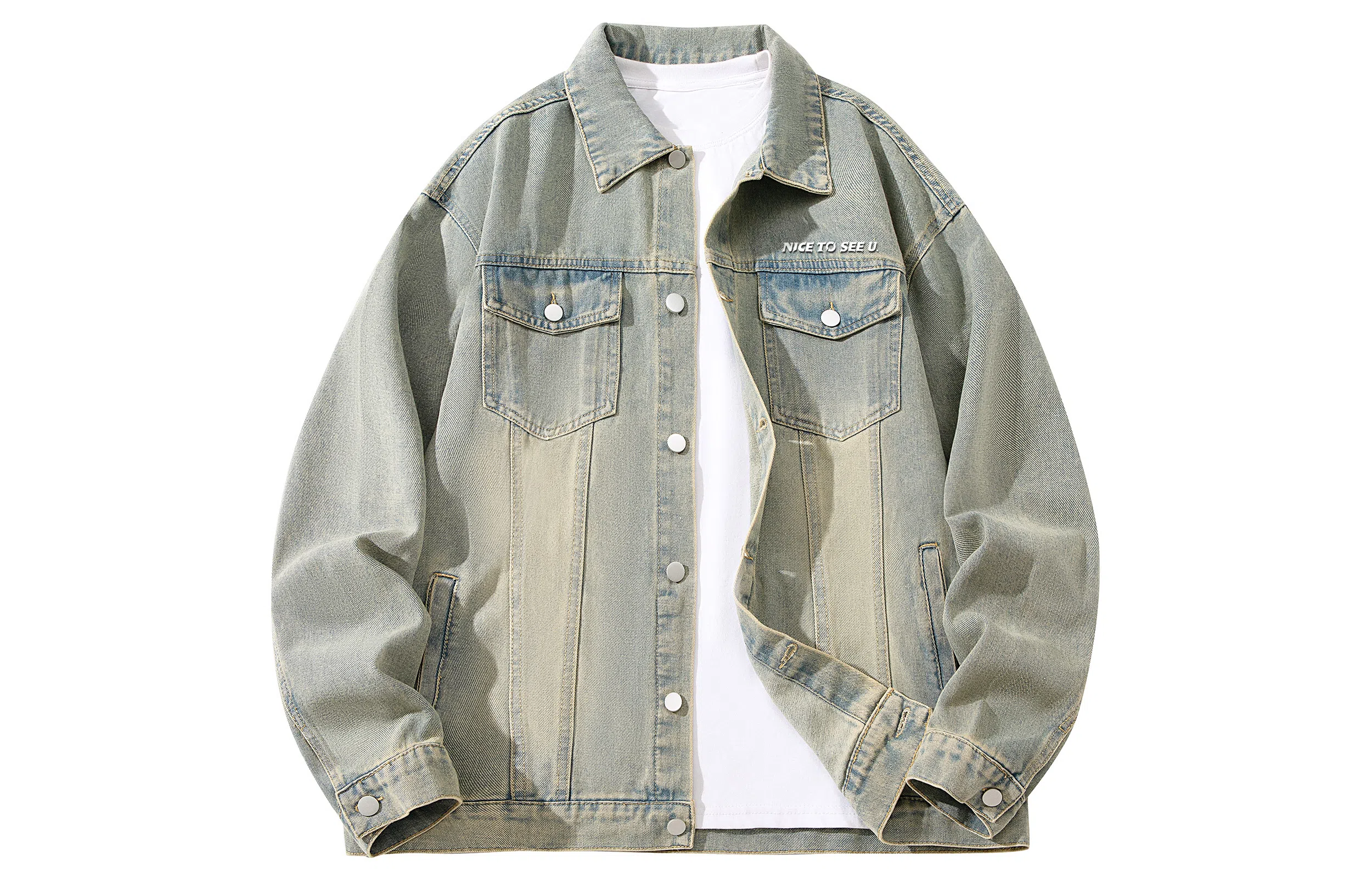 王者荣耀 美式刺绣复古随性重工出街穿搭基础百搭户外休闲宽松廓形高街牛仔外套 男女同款